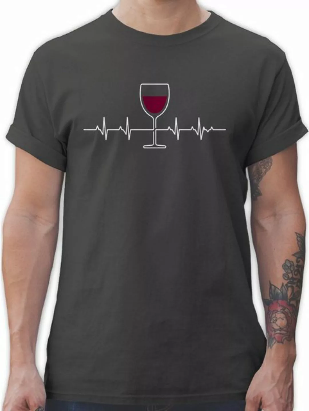 Shirtracer T-Shirt Herzschlag Rotwein Symbol und Zeichen Outfit günstig online kaufen