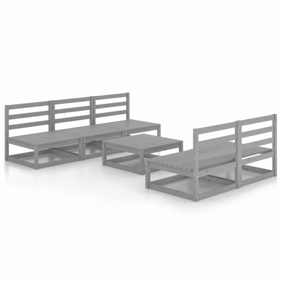 6-tlg. Garten-lounge-set Grau Kiefer Massivholz günstig online kaufen