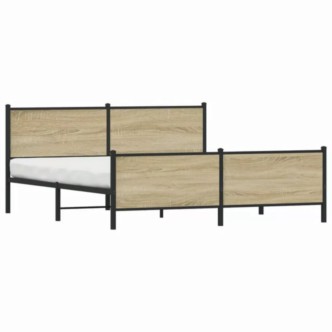 vidaXL Bett Metallbett ohne Matratze Sonoma-Eiche 183x213 cm günstig online kaufen