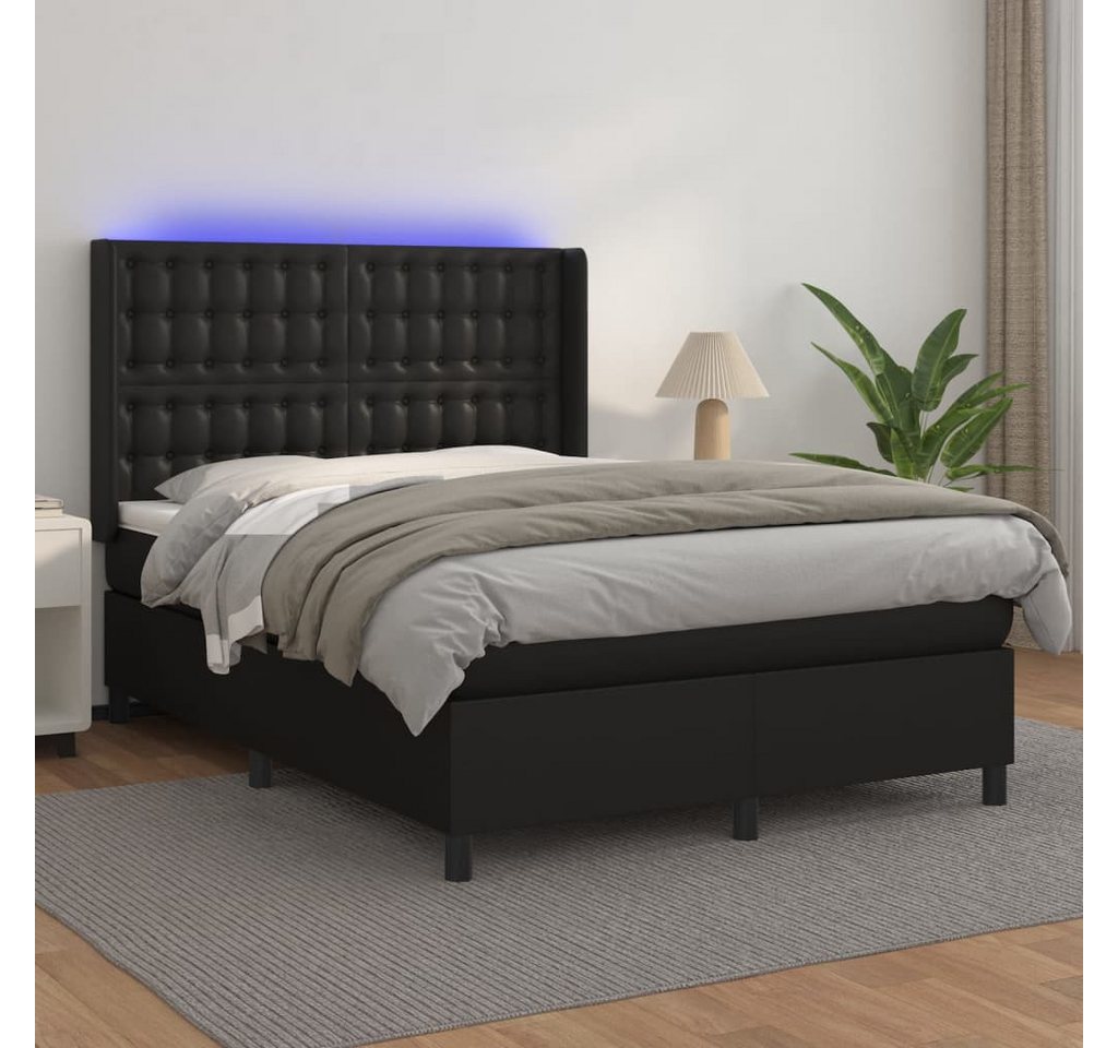 vidaXL Boxspringbett Boxspringbett mit Matratze und LED Kunstleder (140 x 2 günstig online kaufen