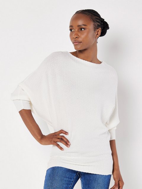 Apricot 3/4 Arm-Pullover Fledermausärmel, (1-tlg) mit Strukturmuster günstig online kaufen