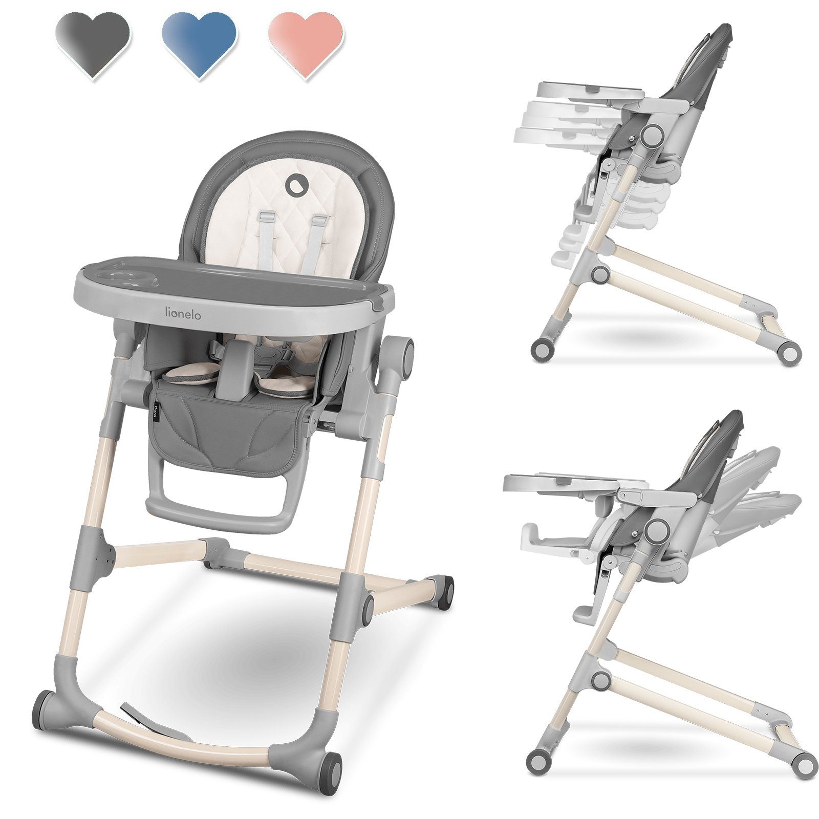 lionelo Hochstuhl Cora (Set), 5-Punkt-Gurt/Sicheres Design/Verstärkte günstig online kaufen