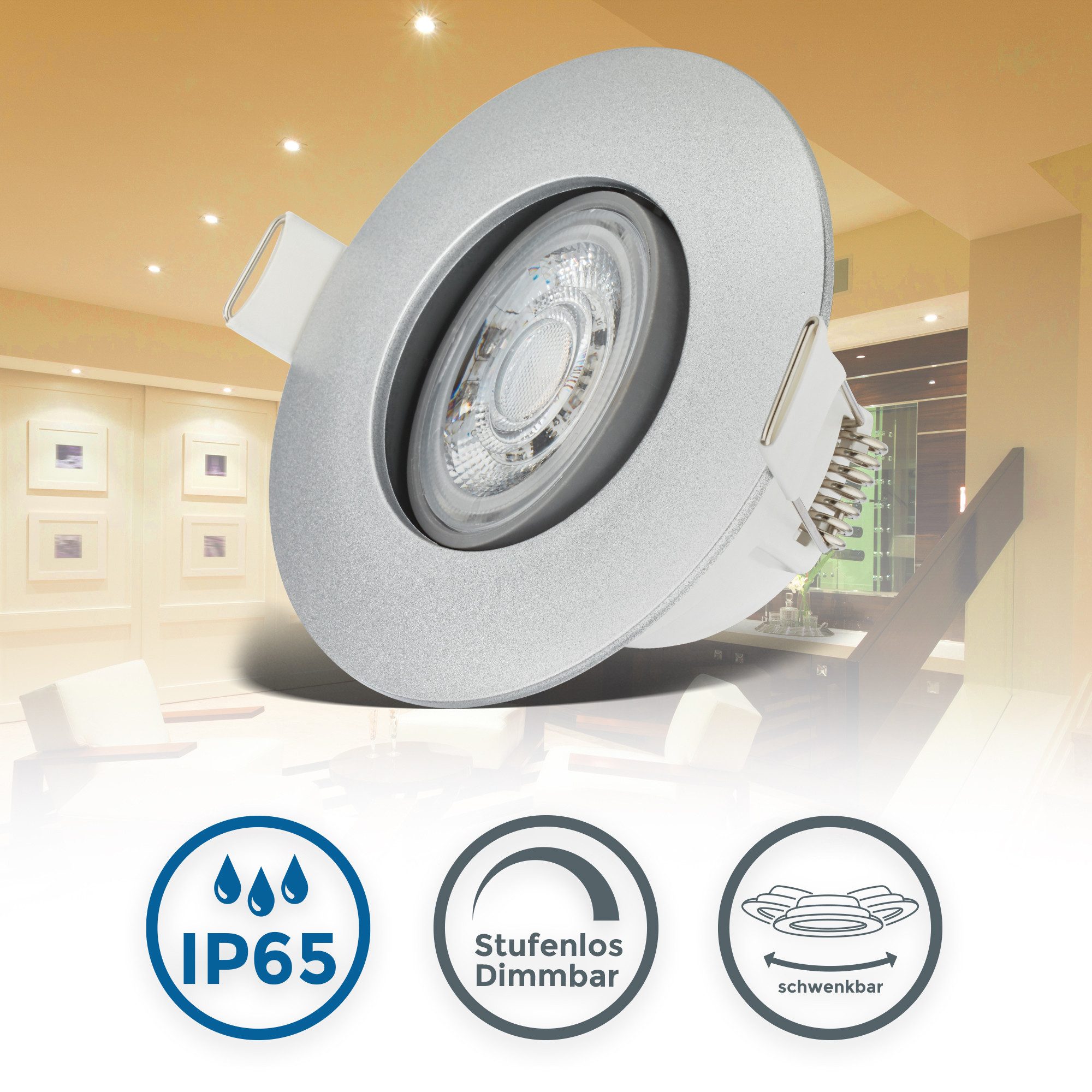 B.K.Licht LED Einbauleuchte 5er Set Bad günstig online kaufen