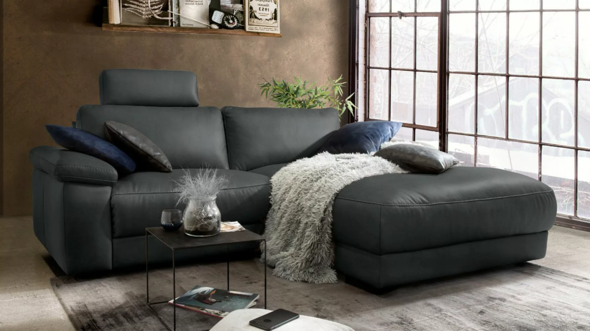 KAWOLA Ecksofa LOLA, Sofa Stoff od. Leder, Recamiere rechts od. links, vers günstig online kaufen