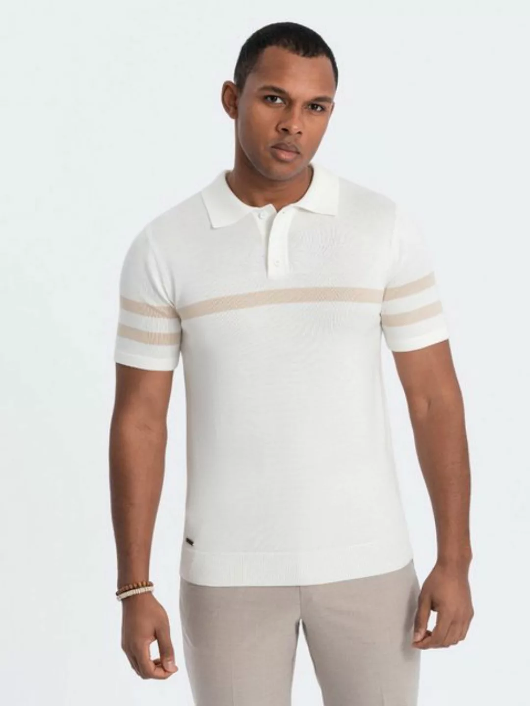 OMBRE Poloshirt Herren-Poloshirt aus weichem Strick mit kontrastierenden St günstig online kaufen