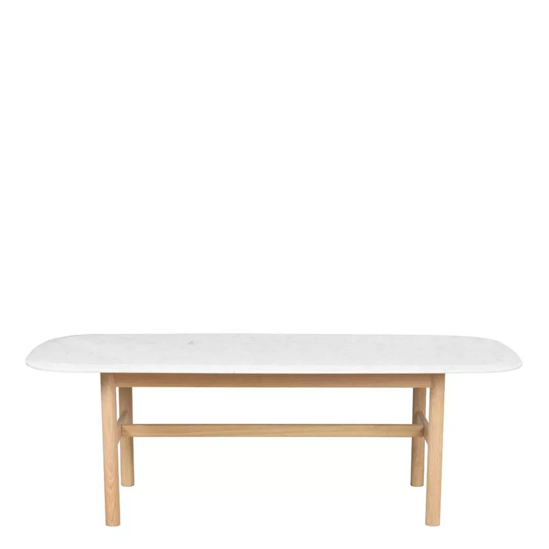 Skandi Couchtisch mit weißer Marmorplatte Holz White Wash Gestell günstig online kaufen