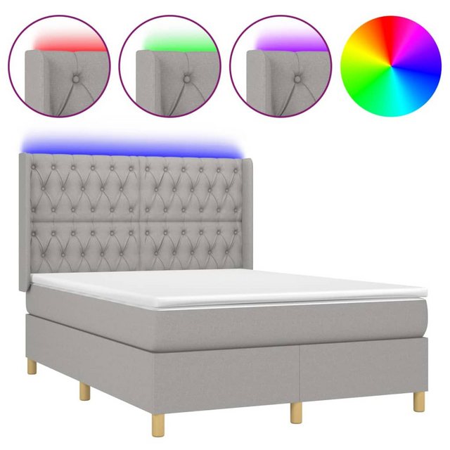 vidaXL Boxspringbett Bett Boxspringbett mit Matratze und LED Stoff (140 x 1 günstig online kaufen