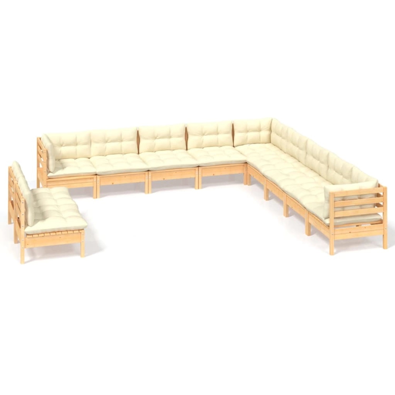 vidaXL 11-tlg Garten-Lounge-Set mit Creme Kissen Massivholz Kiefer Modell 4 günstig online kaufen