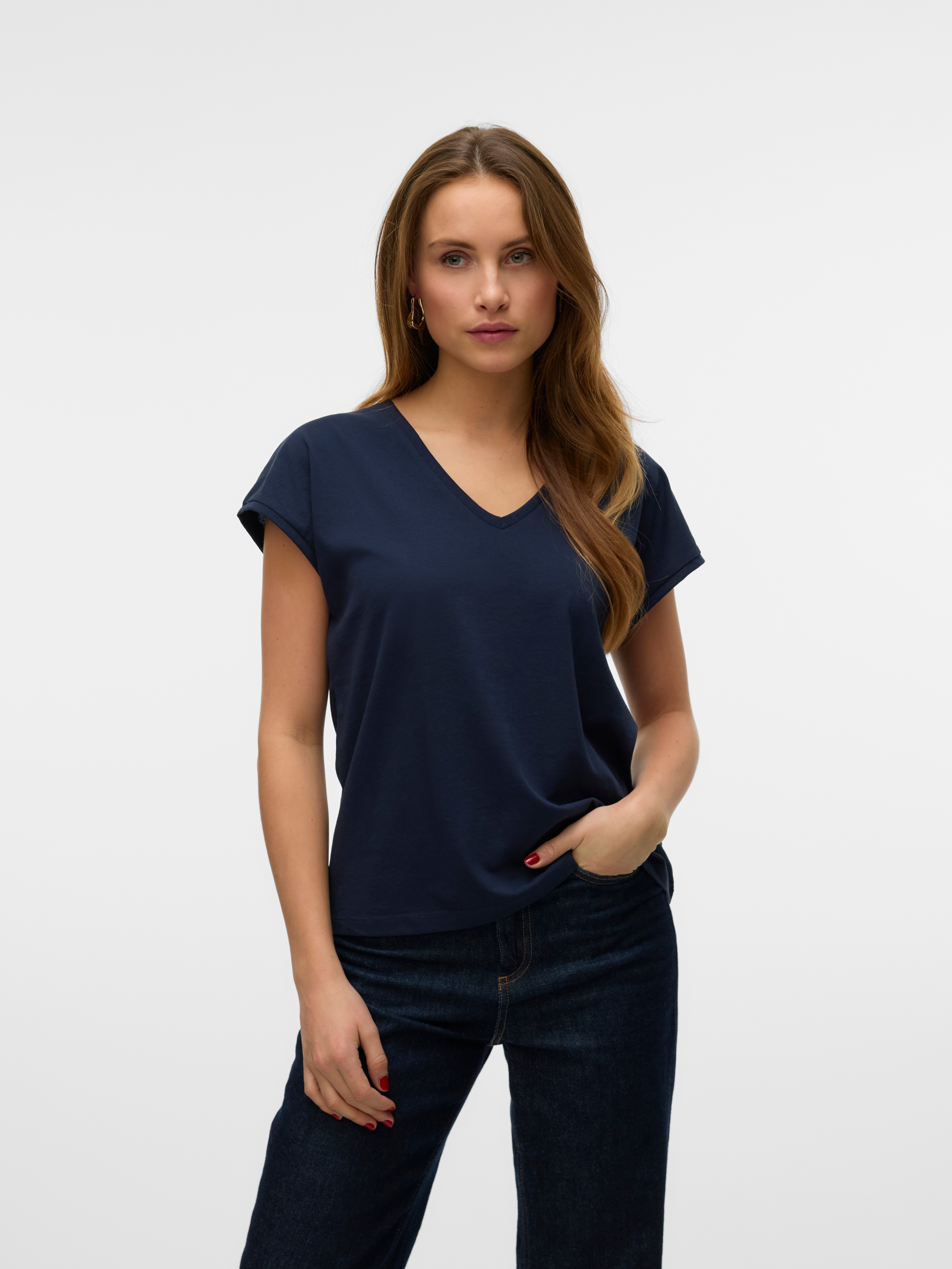 Vero Moda Kurzarmshirt "VMLUNA SS V-NECK TEE JRS NOOS" günstig online kaufen