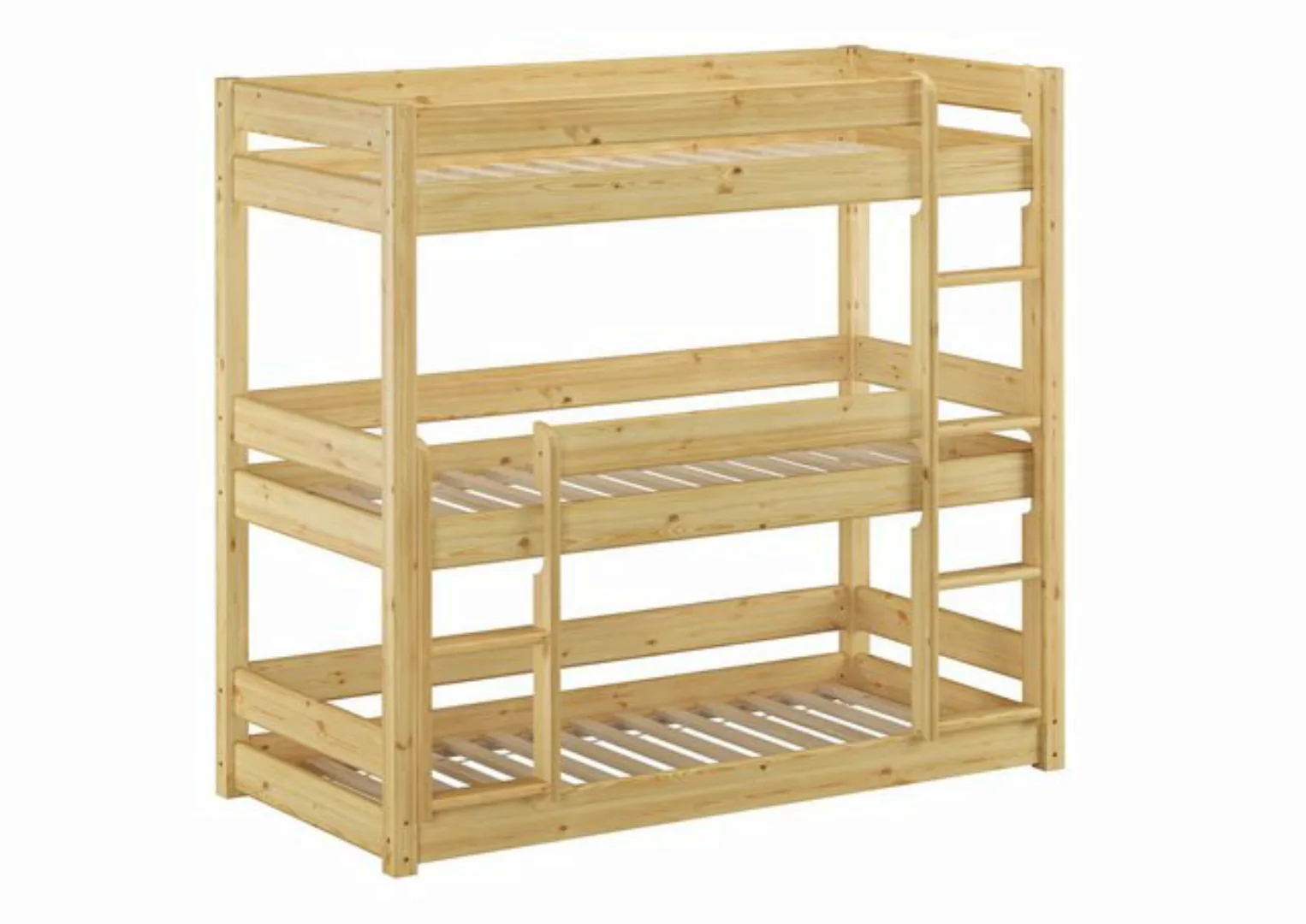 ERST-HOLZ Etagenbett Dreier-Etagenbett für Erwachsene 80x200 Kiefer massiv günstig online kaufen