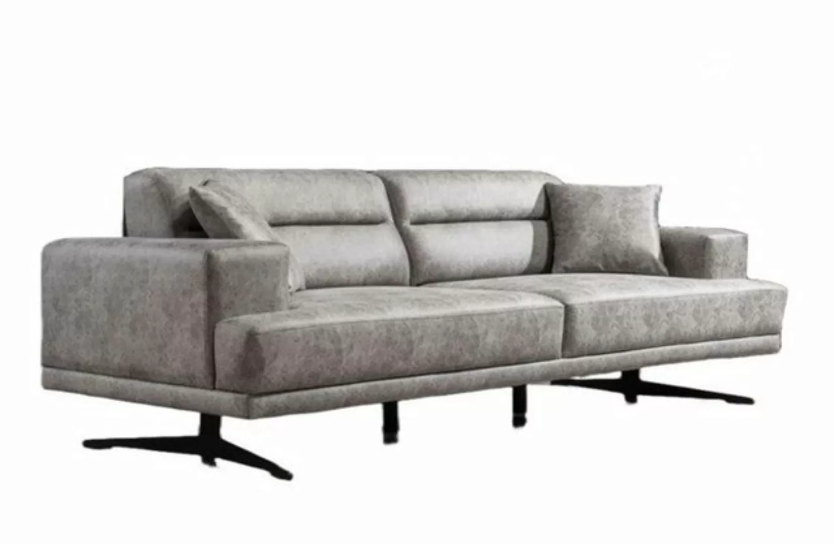 Xlmoebel Sofa Modernes graues Design Wohnzimmer Polster Dreisitzer Ledersof günstig online kaufen