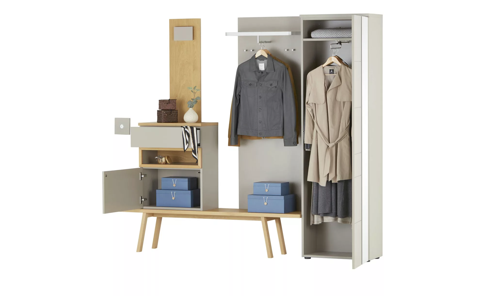 Garderoben-Set  Stavern ¦ beige ¦ Maße (cm): B: 250 H: 204 T: 35 Garderoben günstig online kaufen