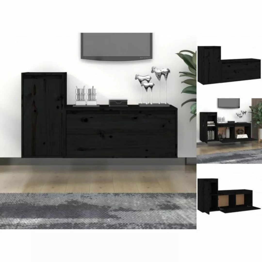 vidaXL TV-Schrank TV-Schränke 2 Stk. Schwarz Massivholz Kiefer (2-St) günstig online kaufen