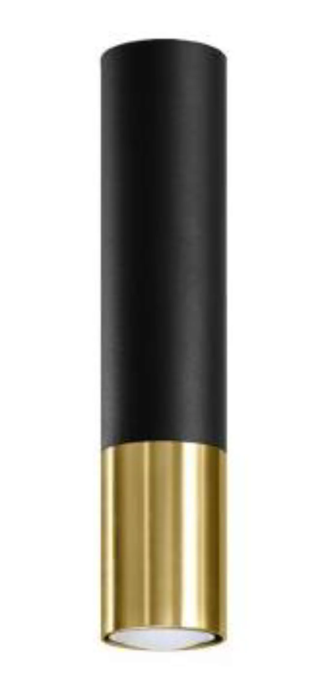 Spot Decke Schwarz Gold H: 29 cm Ø 6 cm Zylinder schmal günstig online kaufen
