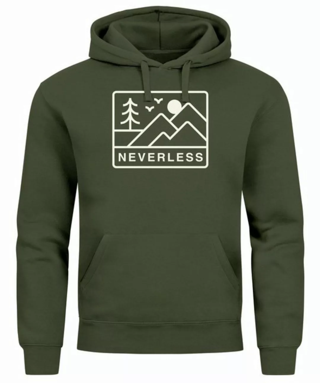 Neverless Hoodie Hoodie Herren Print Outdoor Grafik Line Art Berge Natur Au günstig online kaufen