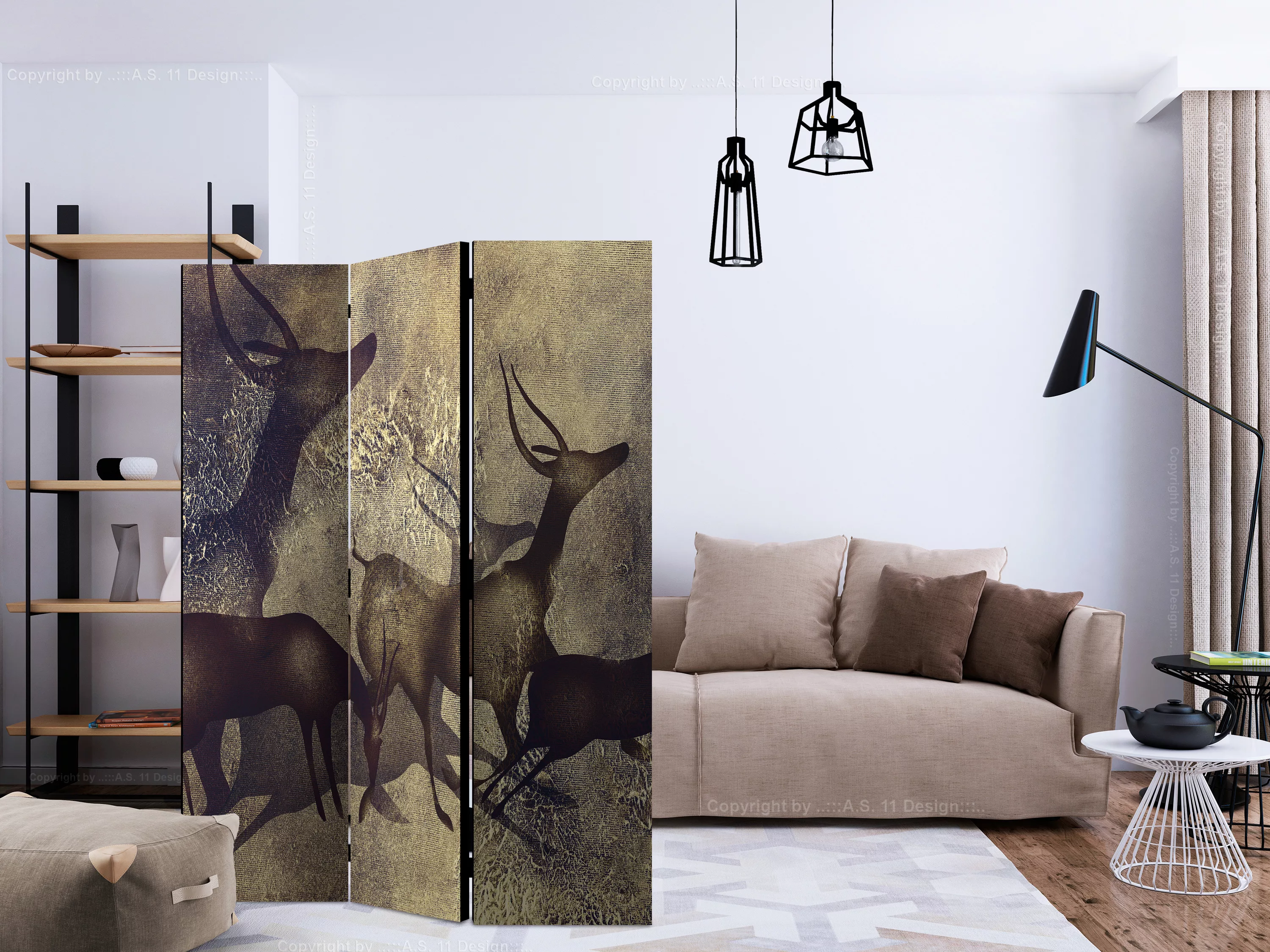 3-teiliges Paravent - Antelopes [room Dividers] günstig online kaufen