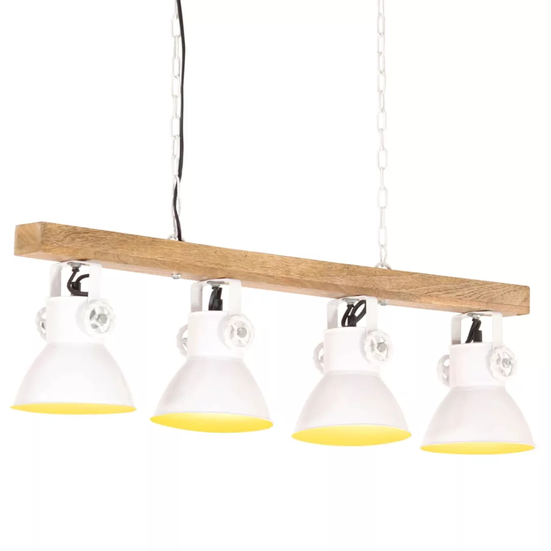 Deckenlampe Industriestil Weiß E27 Mangoholz günstig online kaufen