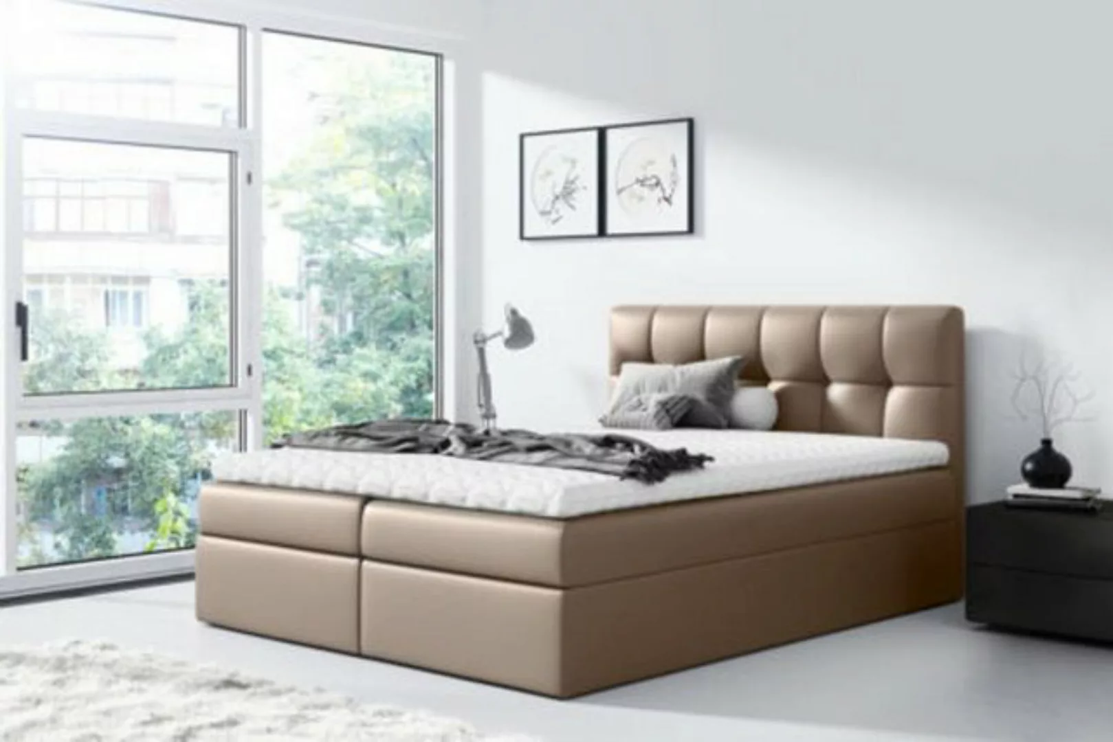 JVmoebel Bett, Bett Ehebett Boxspringbett Doppelbett Modern Blau Schlafzimm günstig online kaufen