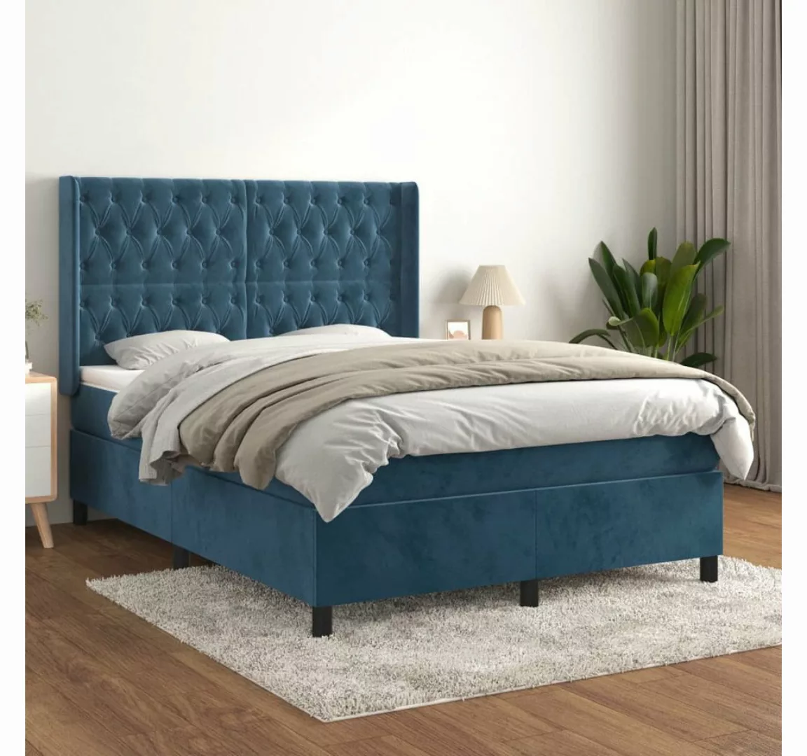 vidaXL Boxspringbett Bett Boxspringbett Samt komplett mit Matratze & Topper günstig online kaufen