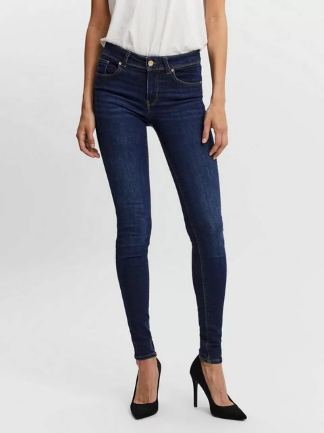 Vero Moda Damen Jeans VMLUX RI347 Slim Fit - Blau - Dark Blue Denim günstig online kaufen