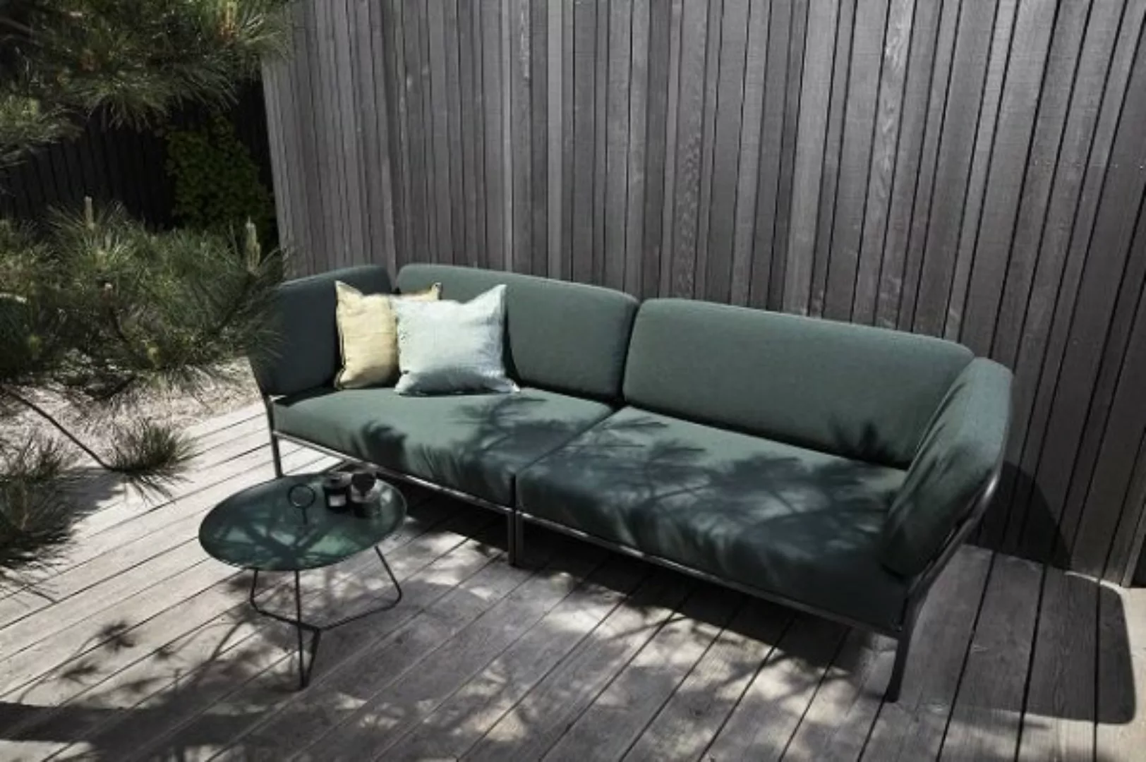 Modulares Gartensofa Level textil grün / Eckmodul links - L 140 cm / Stoff günstig online kaufen