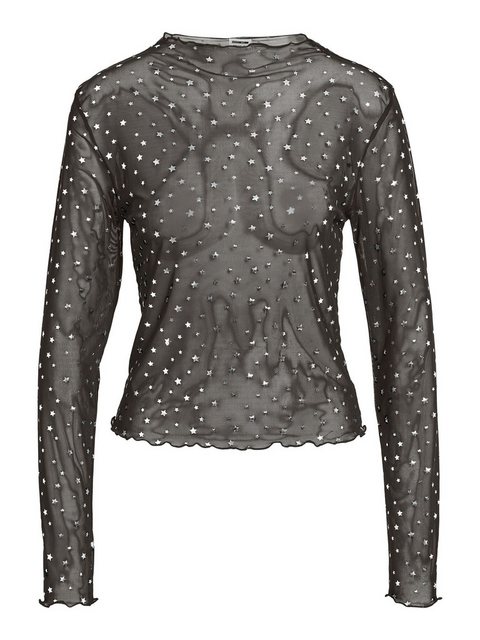 Noisy may Shirttop Top Glitzer-Effekt Langarm Regular Fit 7955 in Grau günstig online kaufen