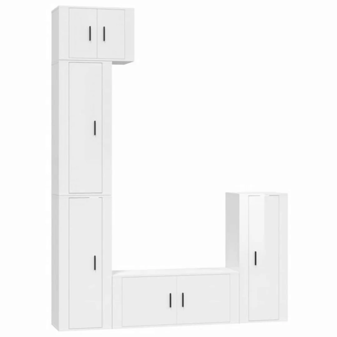 furnicato TV-Schrank 5-tlg. TV-Schrank-Set Hochglanz-Weiß Holzwerkstoff (5- günstig online kaufen