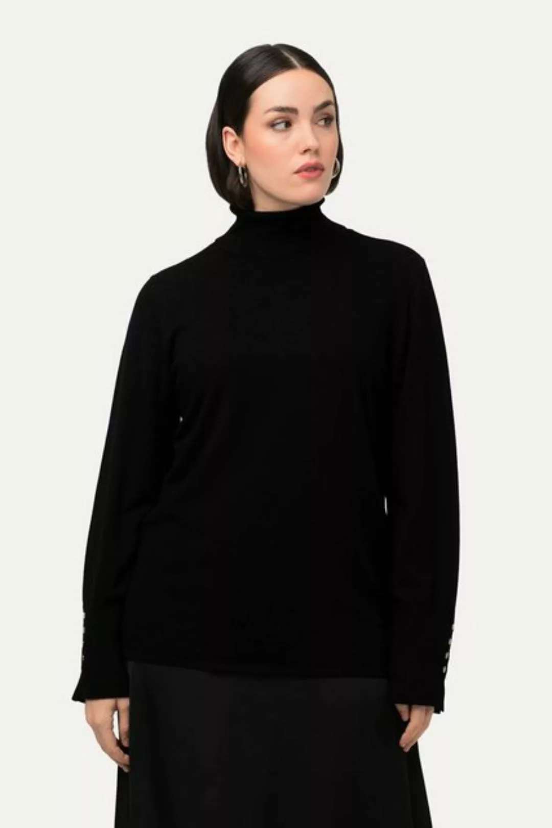 Ulla Popken Rollkragenpullover Pullover Rollkragen Zierknöpfe Langarm günstig online kaufen