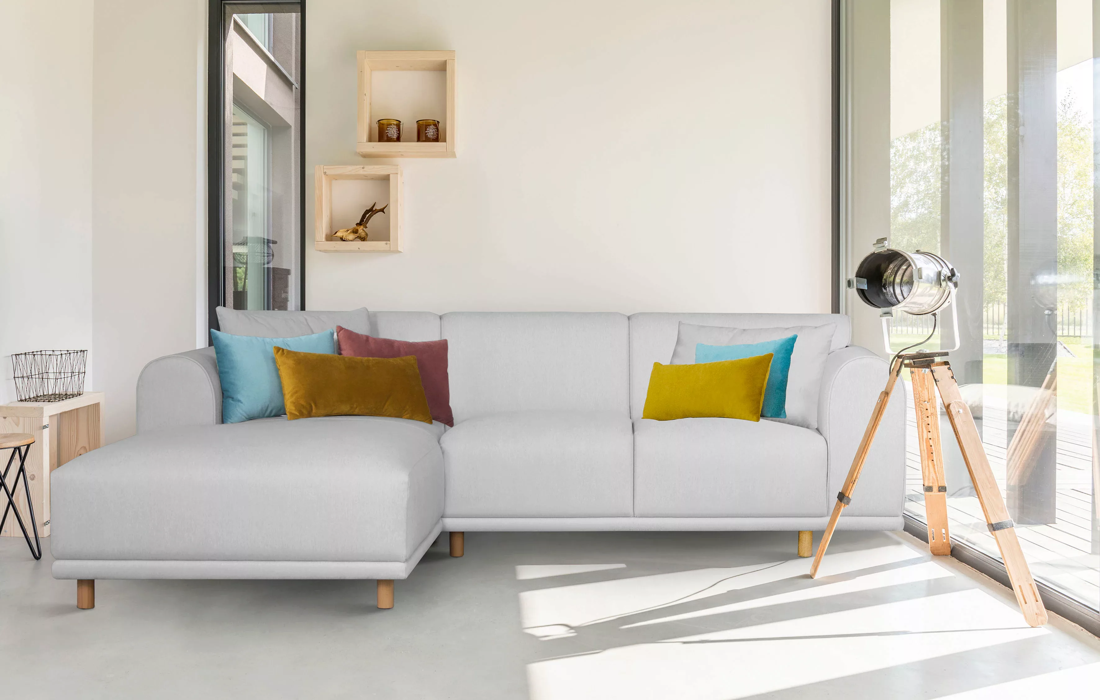 andas Ecksofa »Maroon L-Form«, in skandinavischem Design, mit losen Kissen günstig online kaufen