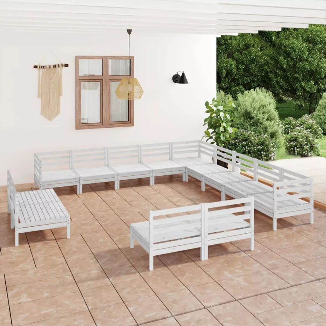 13-tlg. Garten-lounge-set Massivholz Kiefer Weiß günstig online kaufen
