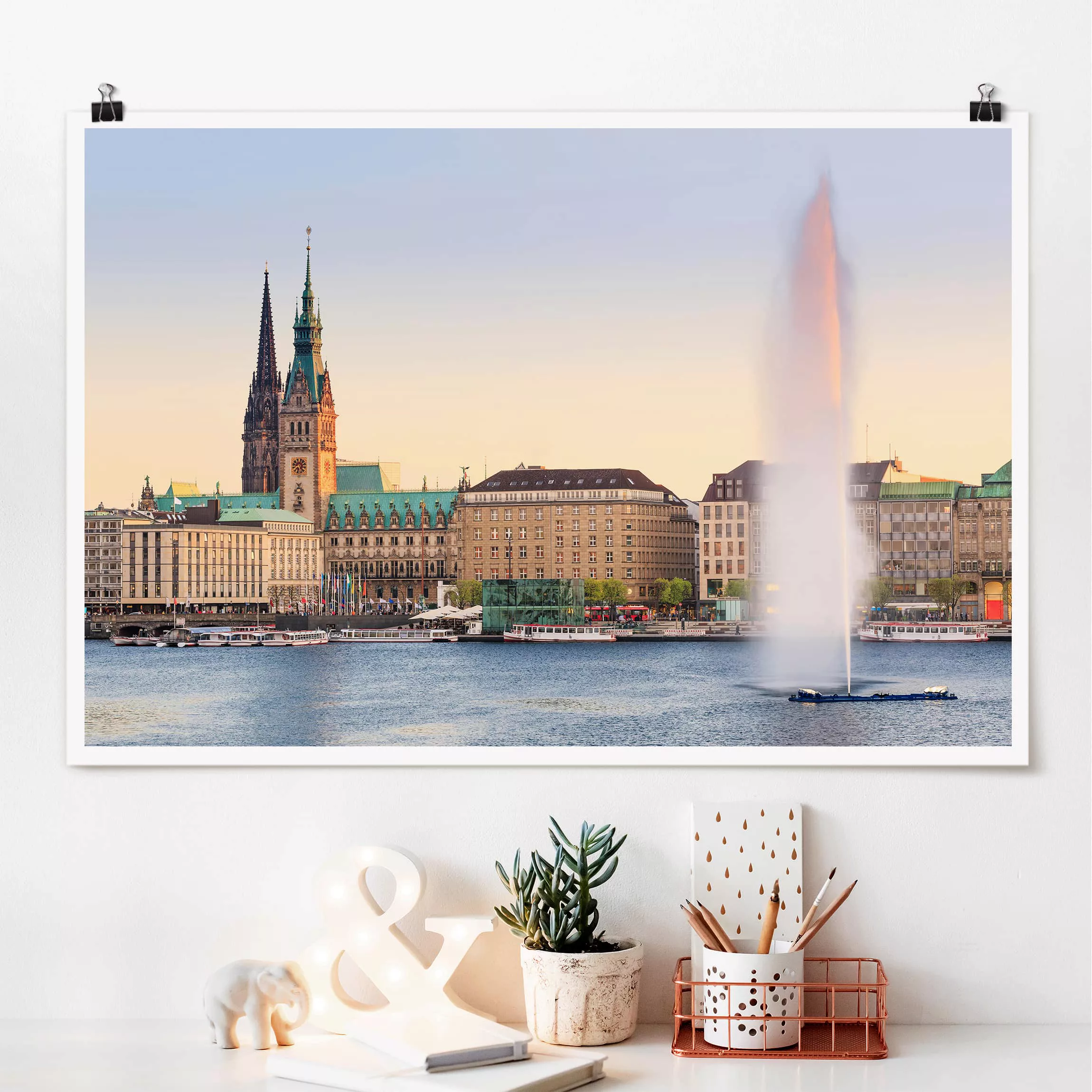 Poster Architektur & Skyline - Querformat Hamburger Alster günstig online kaufen