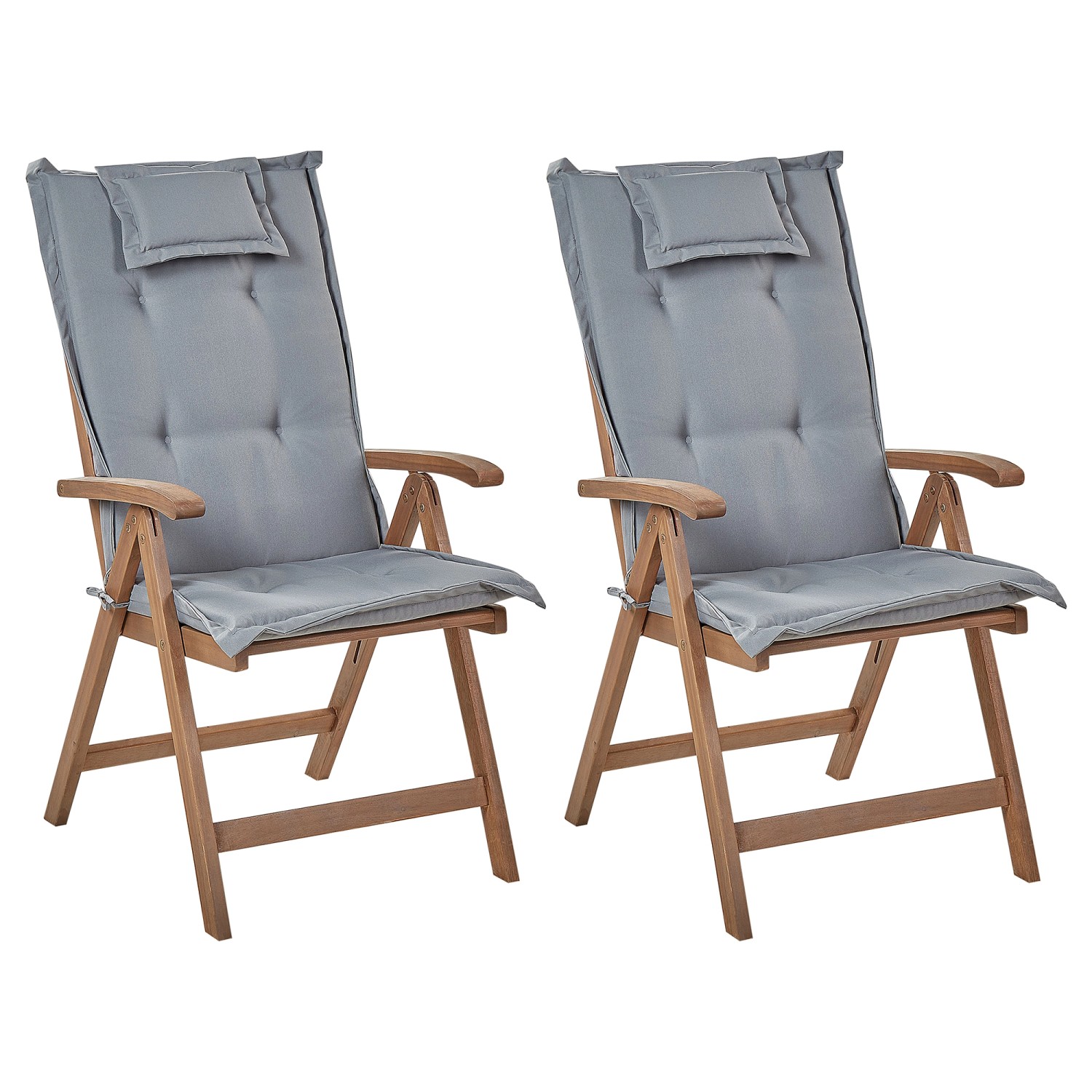 Beliani Gartenstuhl Dunkler Holzfarbton Grau 69x54x105 günstig online kaufen