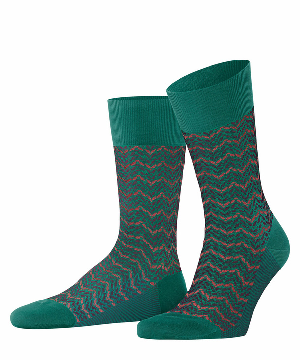 FALKE Colour Waves Herren Socken, 45-46, Grün, AnderesMuster, Baumwolle, 12 günstig online kaufen