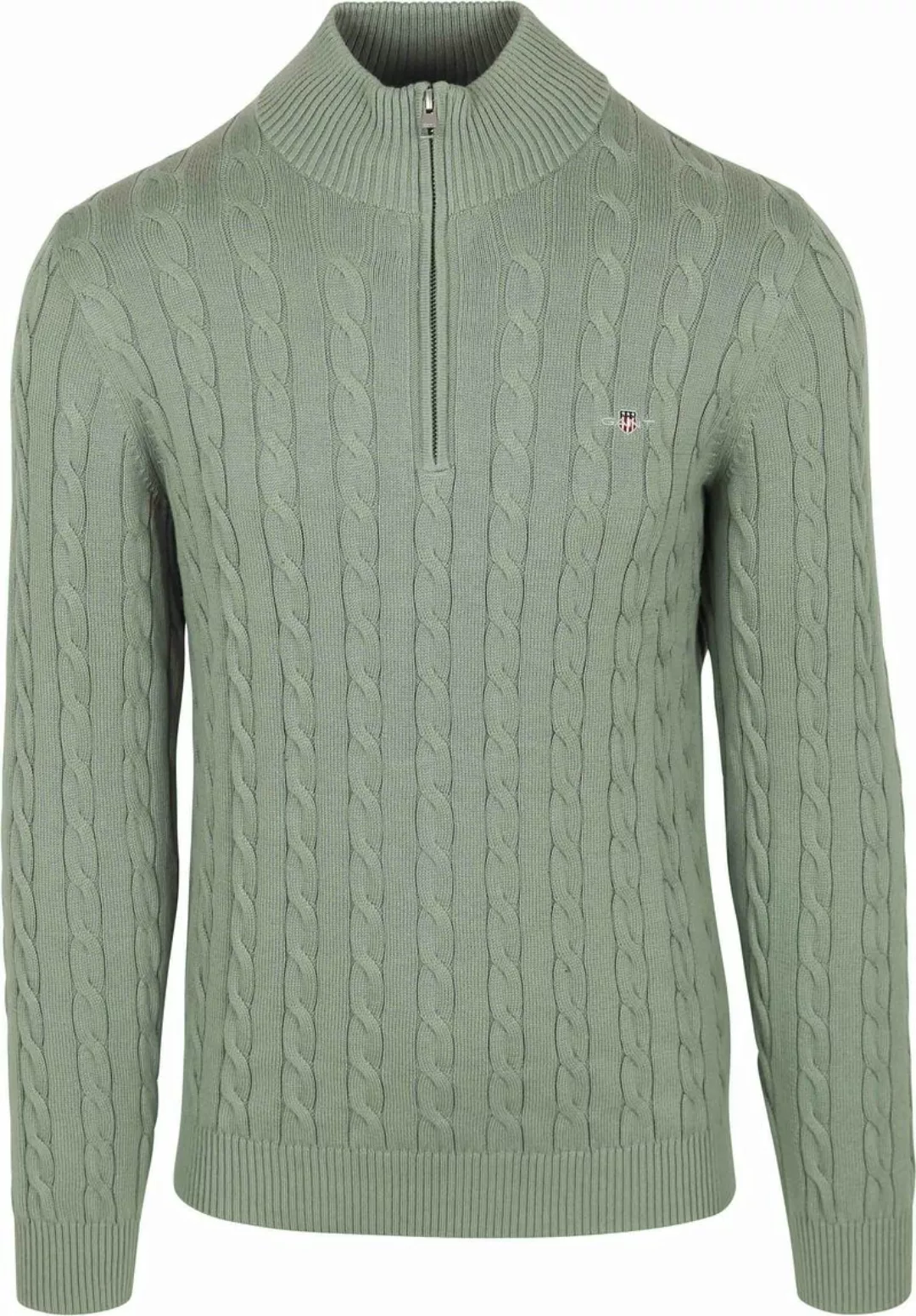 Gant Half-Zip Pullover Cable Grün - Größe M günstig online kaufen