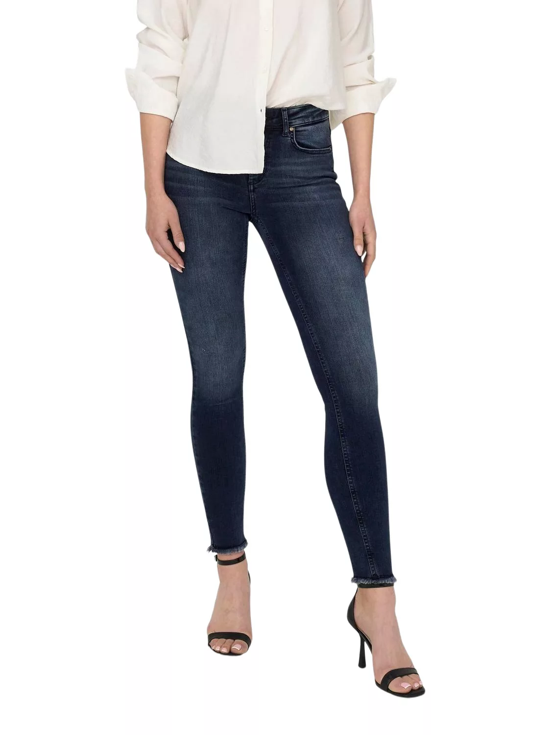 Only Damen Jeans ONLBLUSH LIFE MID SK ANK RAW REA409 - Skinny Fit - Blau -B günstig online kaufen