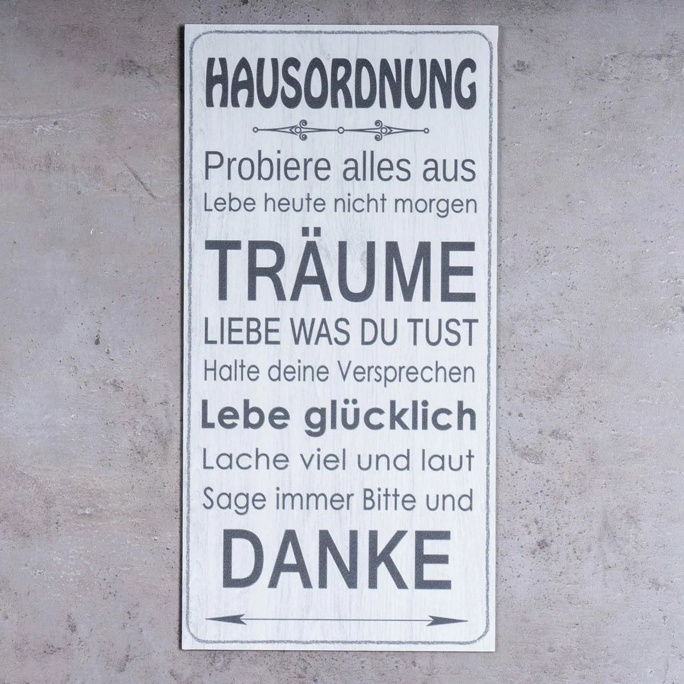 Levandeo® Wandbild, Wandbild 20x40cm Hausordnung Spruch günstig online kaufen