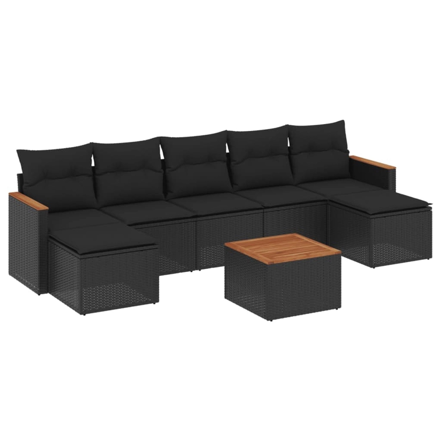 vidaXL 8-tlg Garten-Sofagarnitur mit Kissen Schwarz Poly Rattan Modell 200 günstig online kaufen