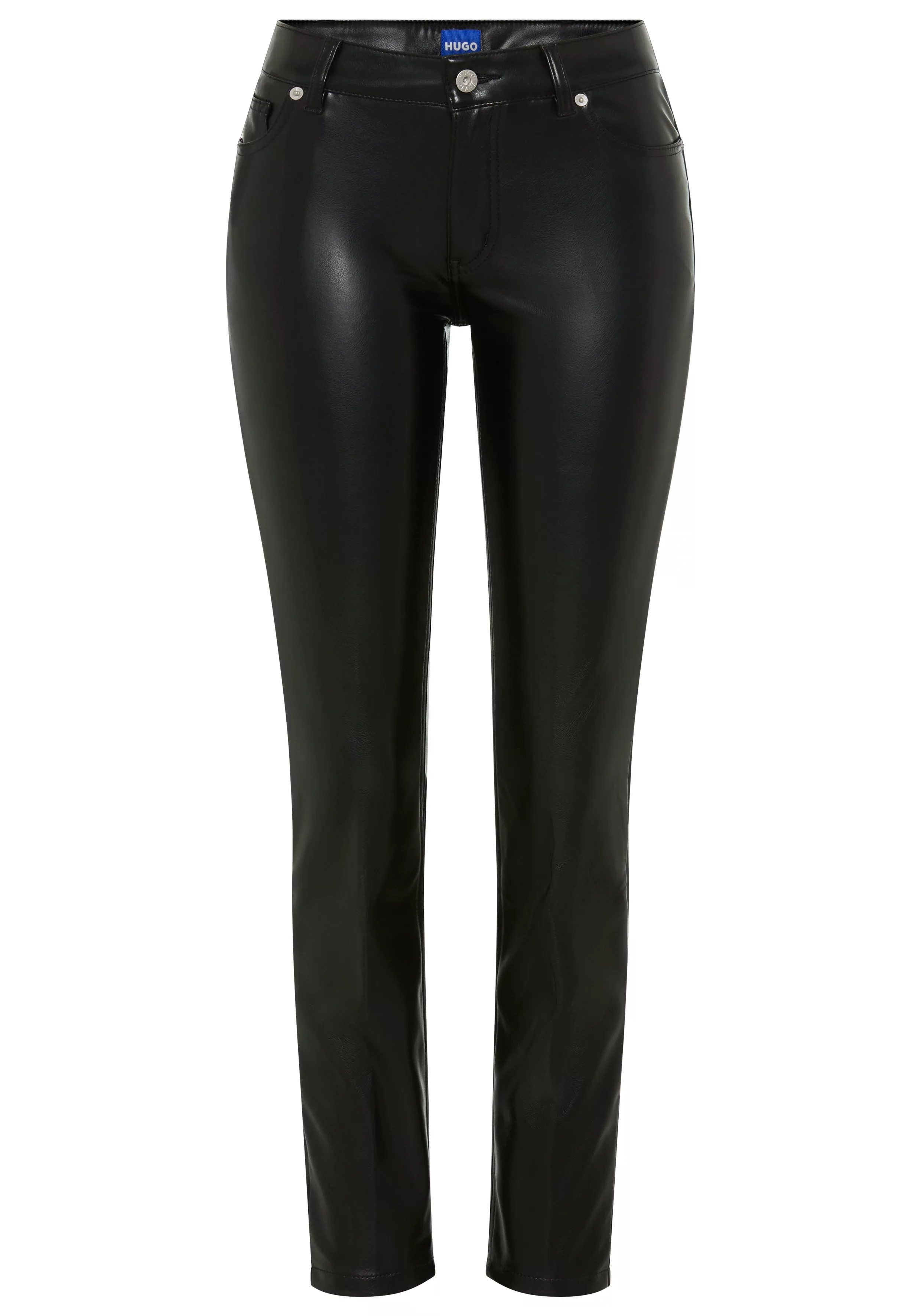 HUGO Blue Lederimitathose "Hilano", Slim Fit, mittlerer Bund günstig online kaufen