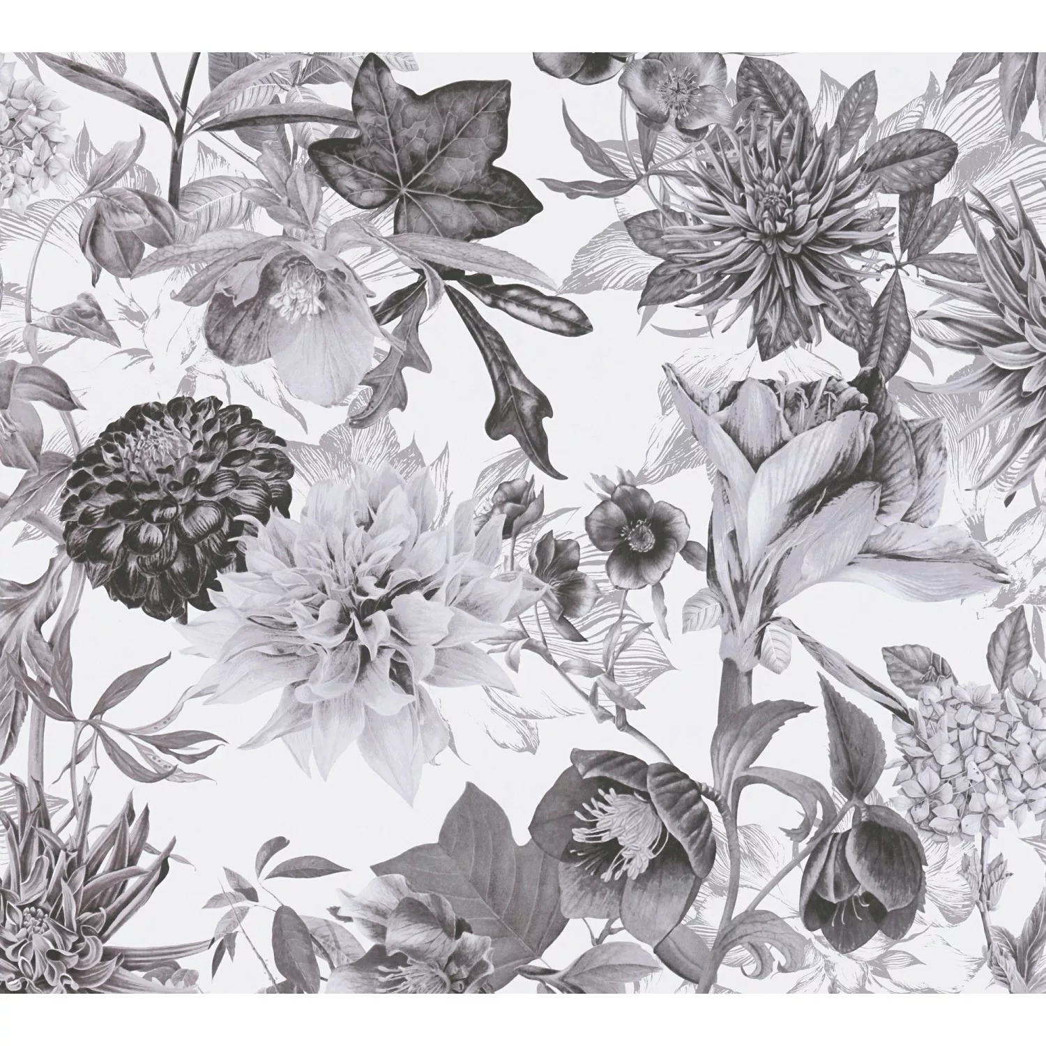 Bricoflor Blumentapete Schwarz Weiß Moderne Tapete Mit Großen Blumen Vliest günstig online kaufen