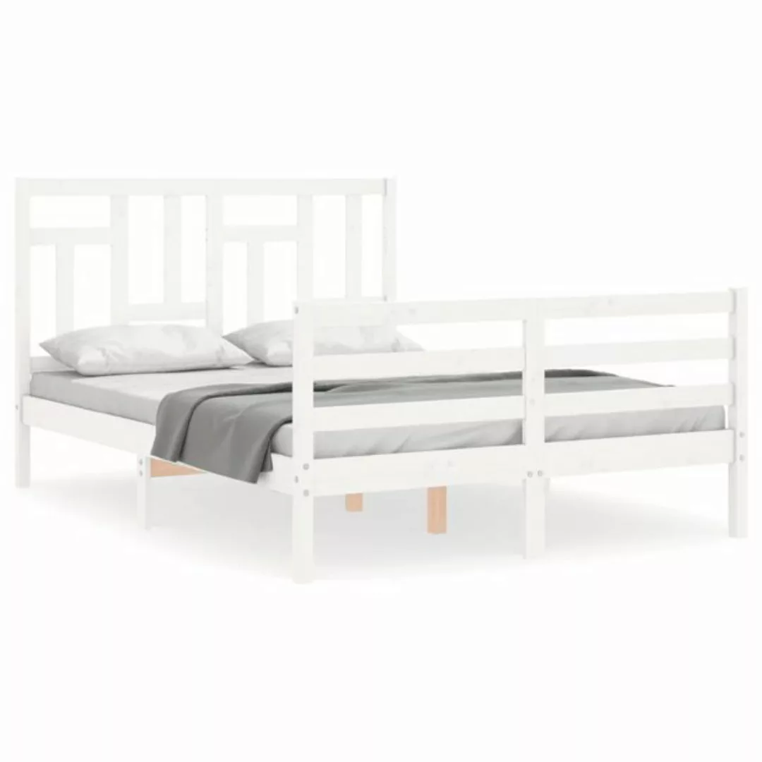 furnicato Bett Massivholzbett mit Kopfteil Weiß 140x200 cm günstig online kaufen