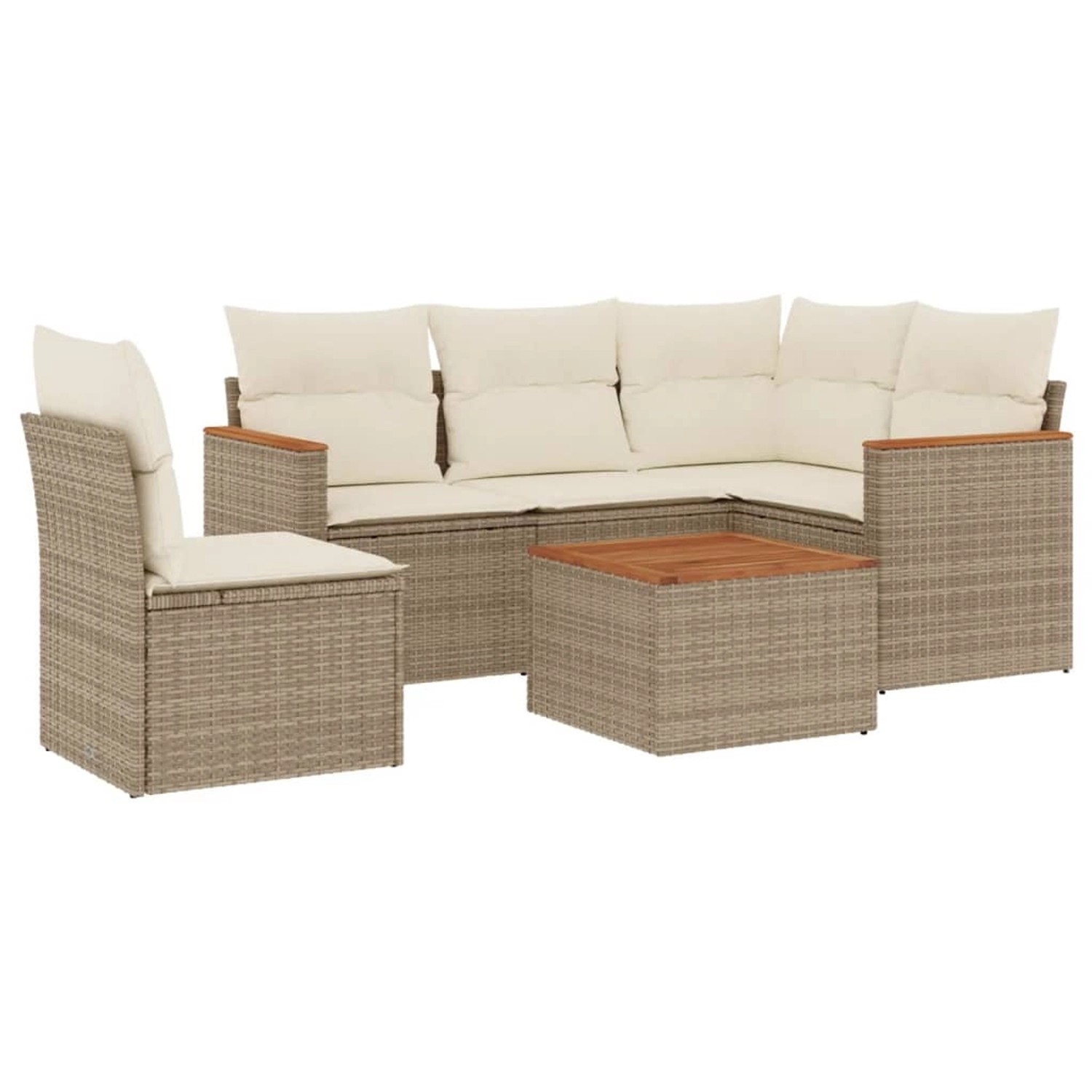 vidaXL 6-Tlg Garten-Sofagarnitur mit Kissen Beige Poly Rattan 3258383 günstig online kaufen