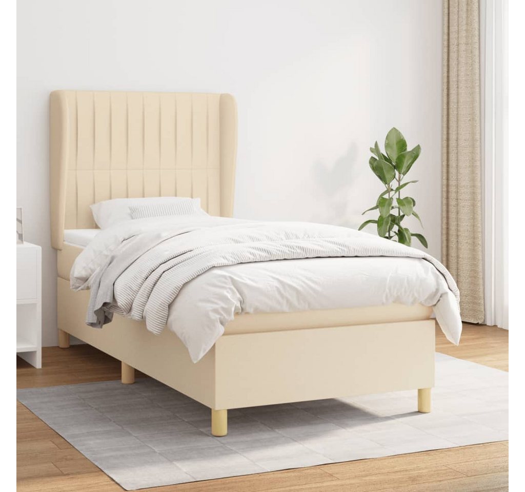 vidaXL Boxspringbett Boxspringbett mit Matratze Creme 80x200 cm Stoff Bett günstig online kaufen