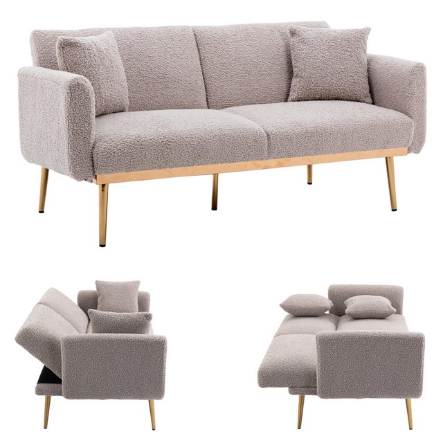 AUKWIK 2-Sitzer Klappsofa mit Bettfunktion + 2 passenden Kissen, 162(L)x80( günstig online kaufen