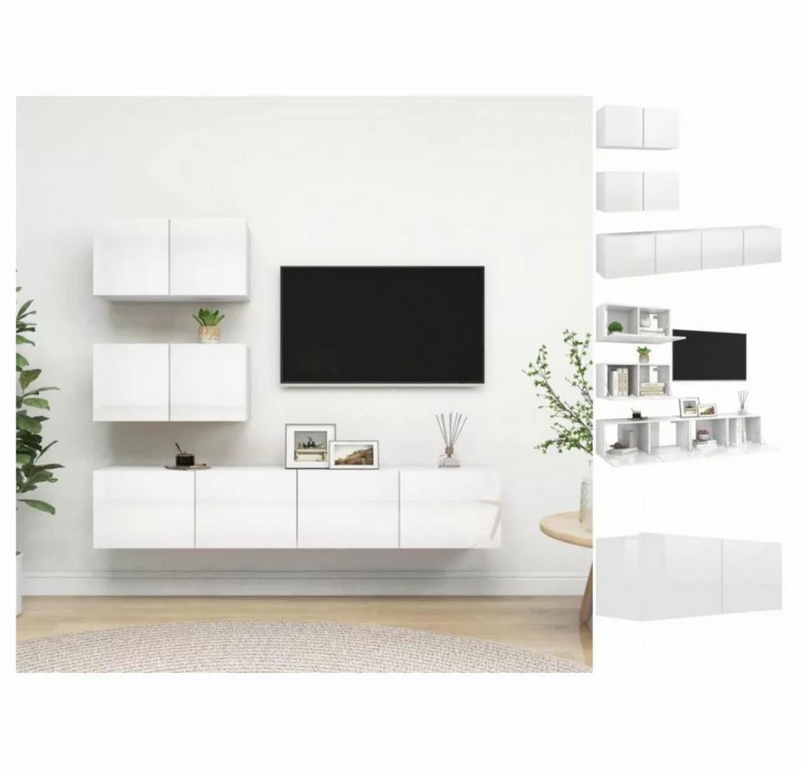 vidaXL TV-Schrank 4-tlg TV-Schrank-Set Hochglanz-Weiß Spanplatte günstig online kaufen