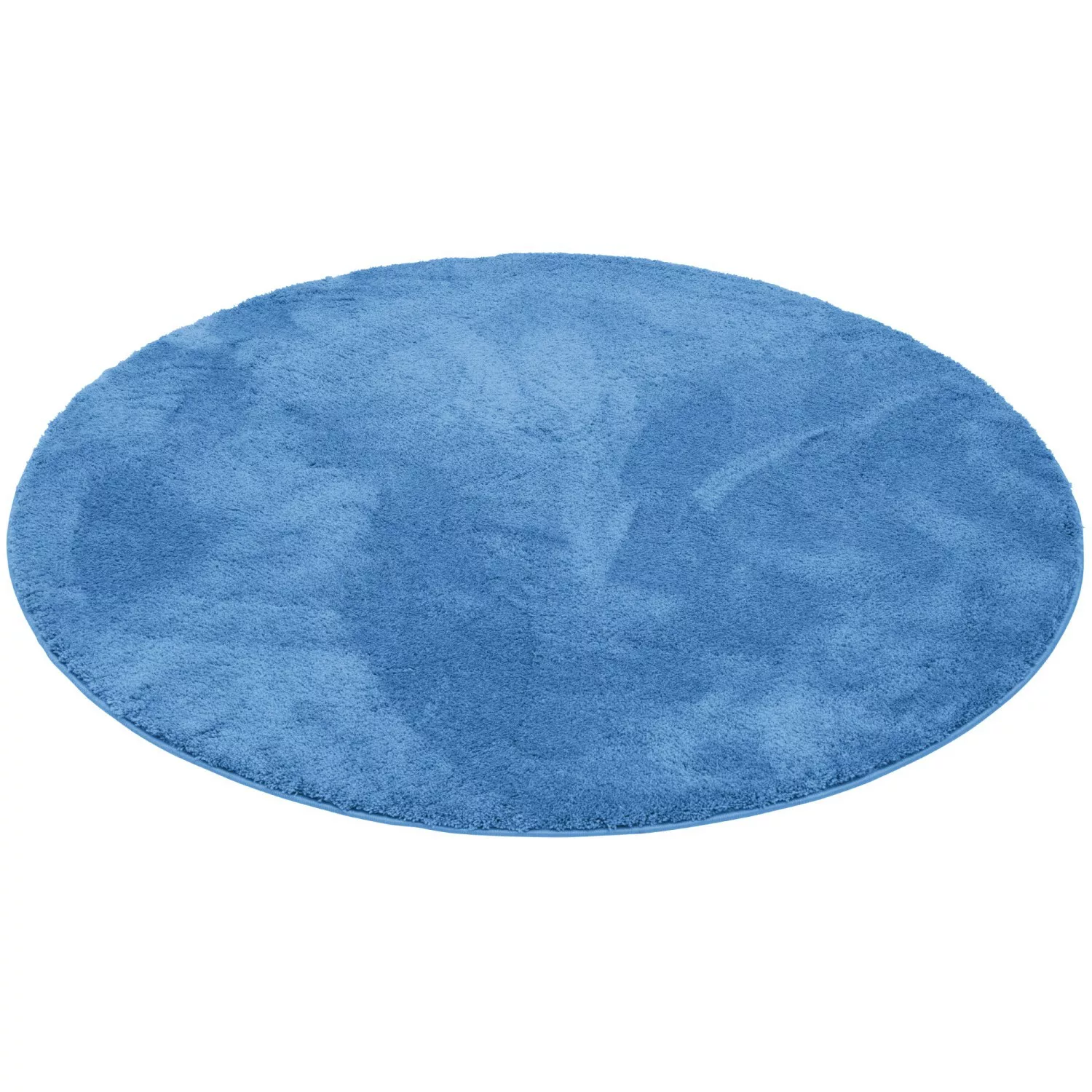 Pergamon Luxus Super Soft Hochflor Teppich Silky Rund Blau 120x120cm günstig online kaufen