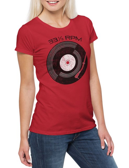 Urban Backwoods Print-Shirt Record 33 RPM Damen T-Shirt Schallplatte Club D günstig online kaufen