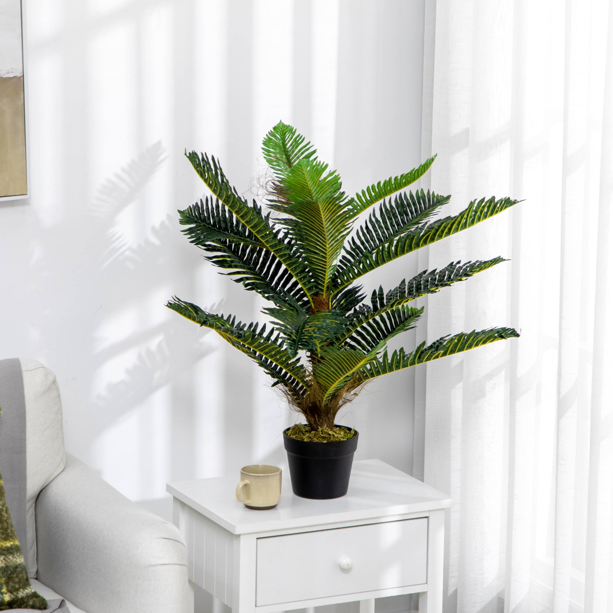 HOMCOM Künstlicher Palmenbaum 85 cm mit 18 großen Blättern sehr realistisch günstig online kaufen