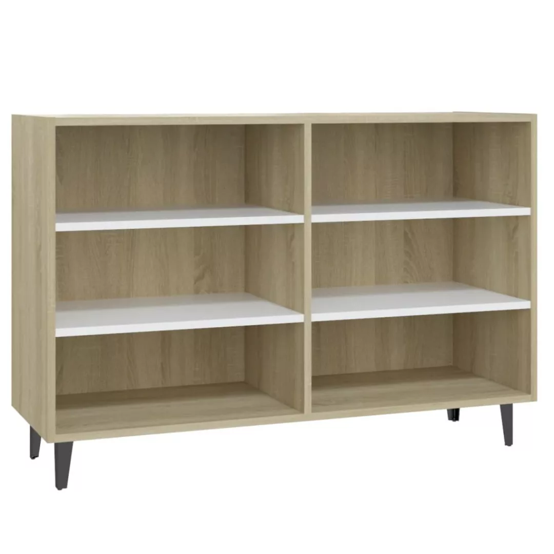 Sideboard Weiß Und Sonoma-eiche 103,5x35x70 Cm Spanplatte günstig online kaufen