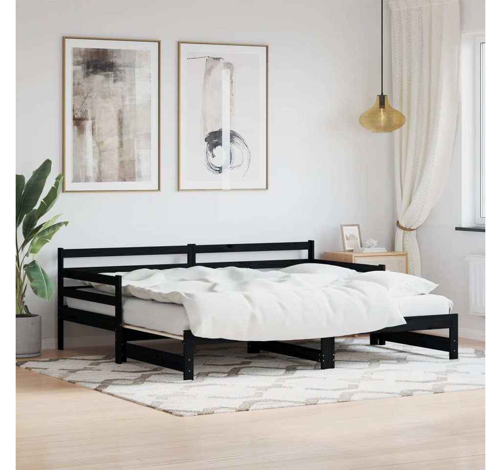 vidaXL Gästebett Gästebett Tagesbett Ausziehbar Schwarz 80x200 cm Massivhol günstig online kaufen