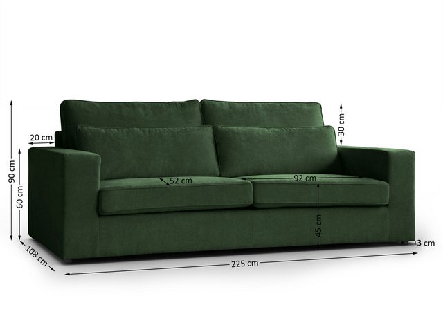 Beautysofa Ecksofa Modernes, stilvolles und elegantes 3-Sitzer-Sofa PARMA, günstig online kaufen